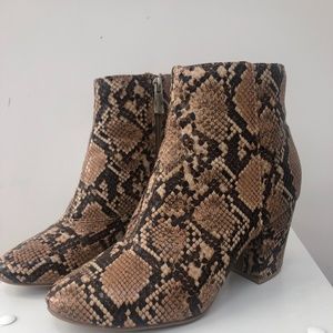Tan Snake Skin Heeled Booties
